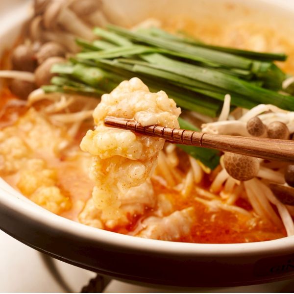 篝火別邸のもつ鍋の写真。